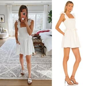 Tularosa | Hillary Mini Dress in Ivory Smocked Ruffle Sundress Nap Dress S